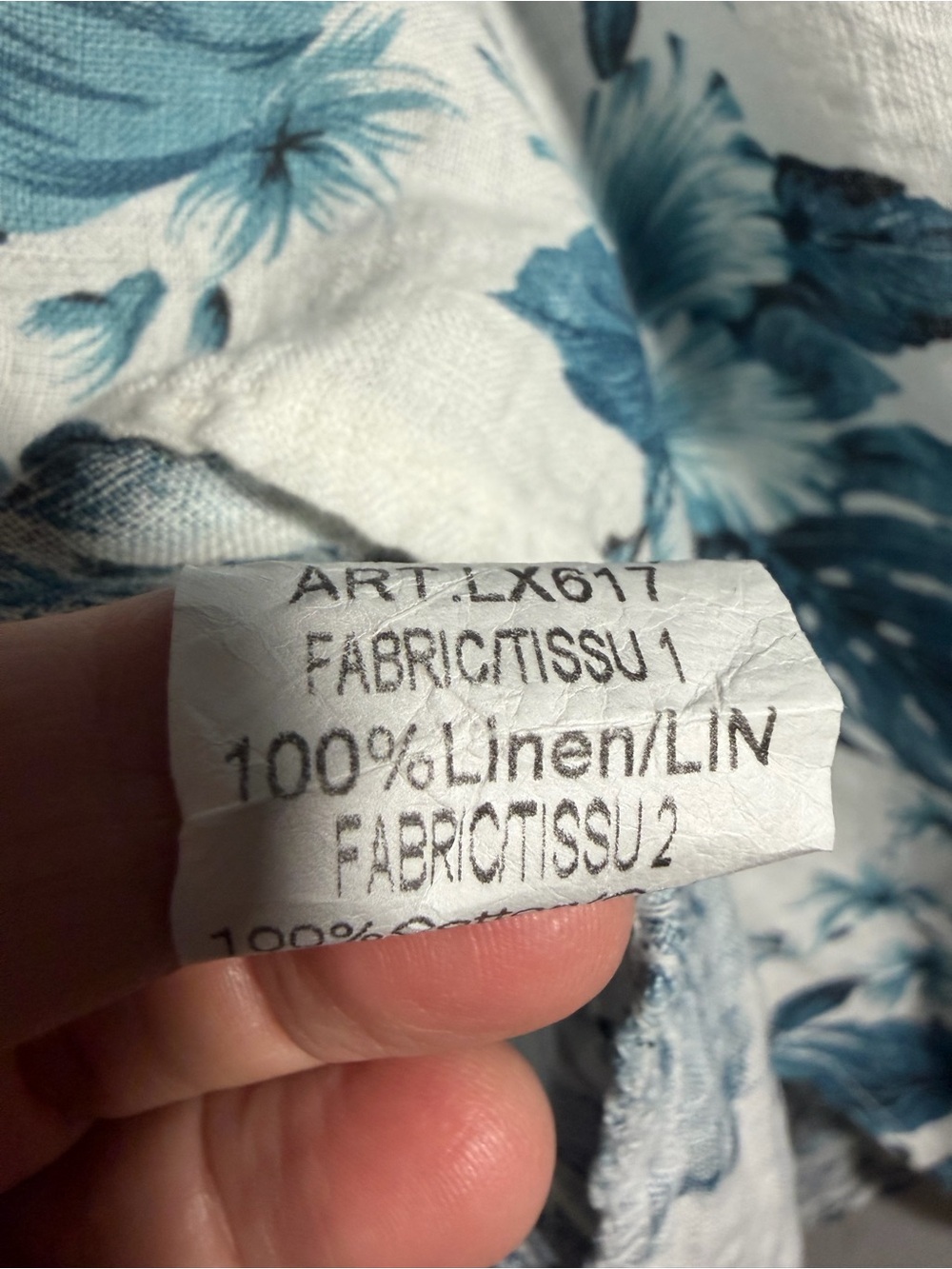 White Midi Dress with Blue Floral Print 100% Linen high quality - Picture 6 of 9